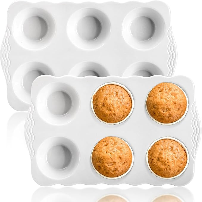 Hiceeden 2 Pack Ceramic Muffin Pans, 6 Cups Non-stick Muffin Tin Cupcake Baking Pans with Handles... | Amazon (US)