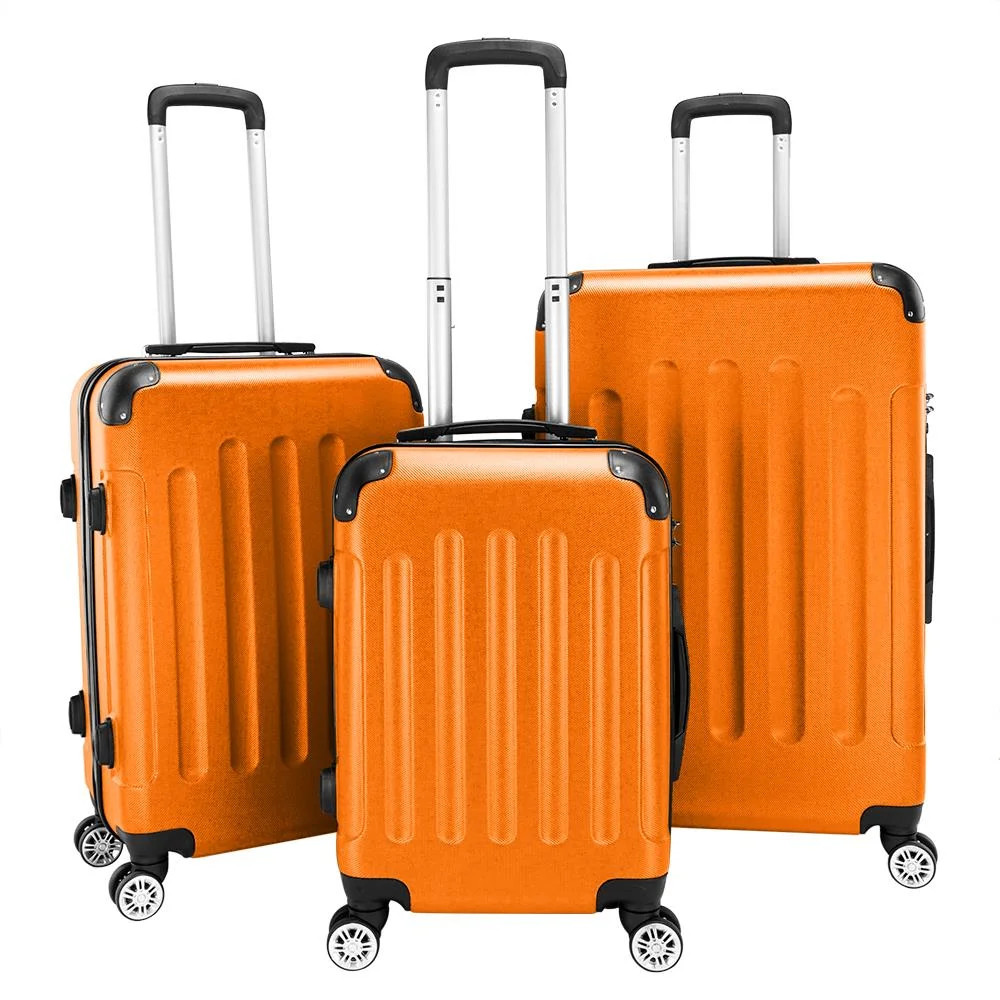Zimtown Hardside Lightweight Spinner Orange 3 Piece Luggage Set with TSA Lock | Walmart (US)