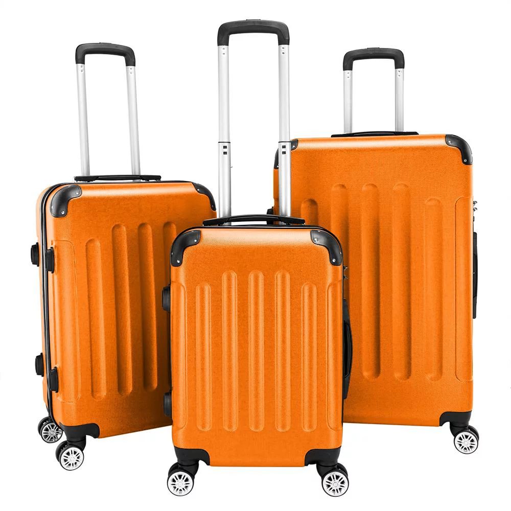 Zimtown Hardside Lightweight Spinner Orange 3 Piece Luggage Set with TSA Lock - Walmart.com | Walmart (US)