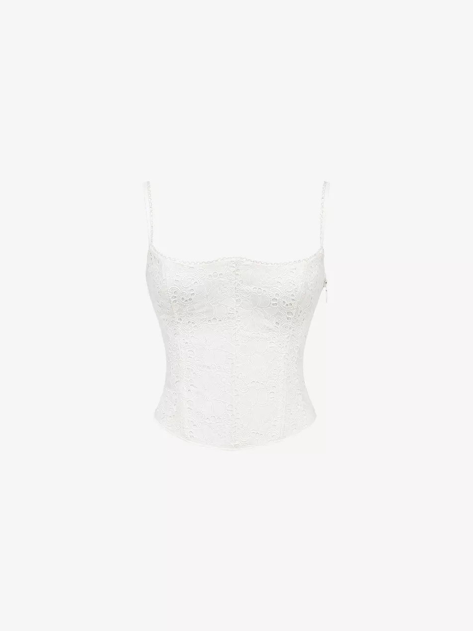 Lorina broderie-anglaise sleeveless cotton corset top | Selfridges