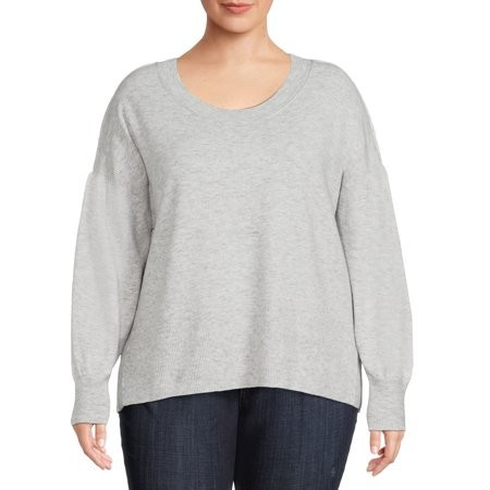 Terra & Sky Women s Plus Size Crewneck Sweater Lightweight | Walmart (US)