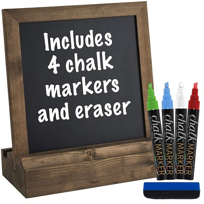 Vintage Rustic Wood Tabletop Chalkboard: Includes 4 Liquid Chalk Markers/Wedding Table Sign/Kitch... | Amazon (US)