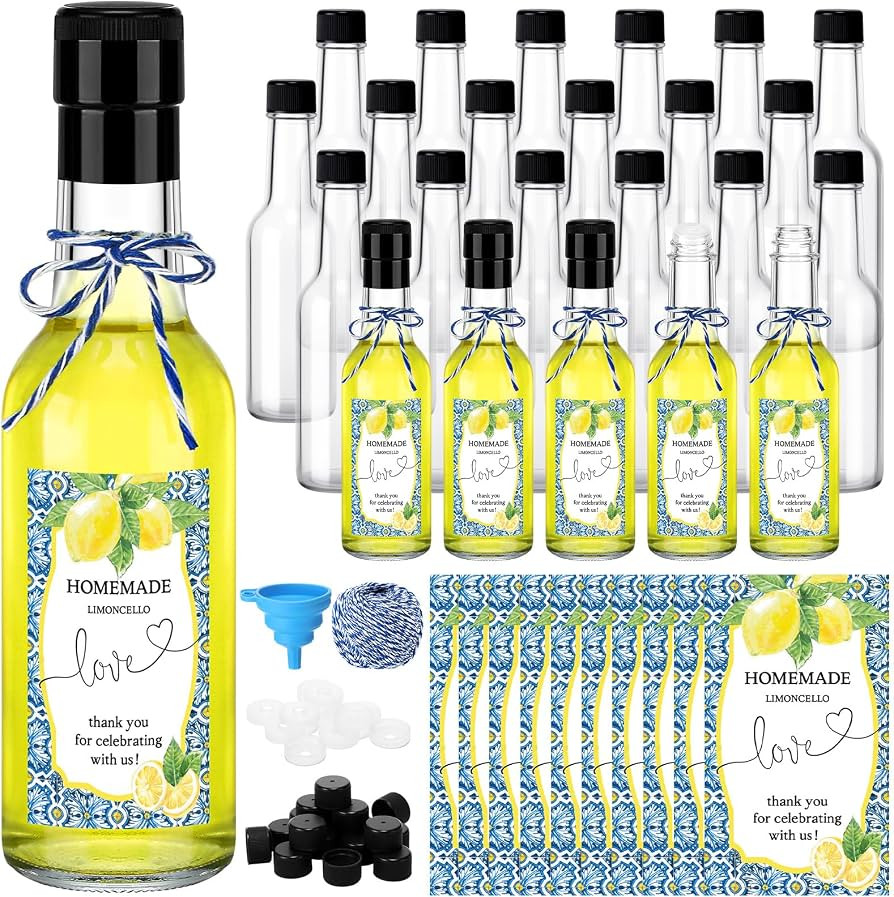 30 Sets 5 oz Limoncello Glass Bottles for Homemade with Lids Stickers and Funnel Mini Clear Limon... | Amazon (US)