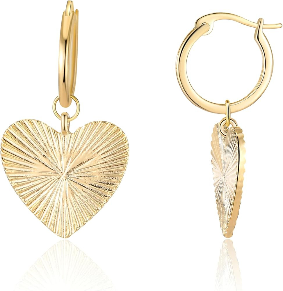Mytys Heart Earrings for Women 18K Gold Plated Love Heart Hoop Earrings Gifts for Christmas | Amazon (US)