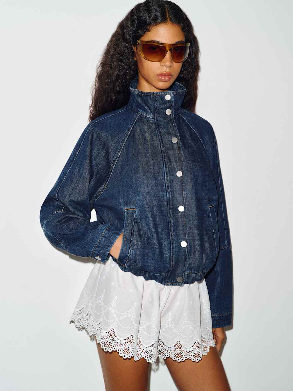 Corey Denim Bomber Jacket | Reformation (Global)