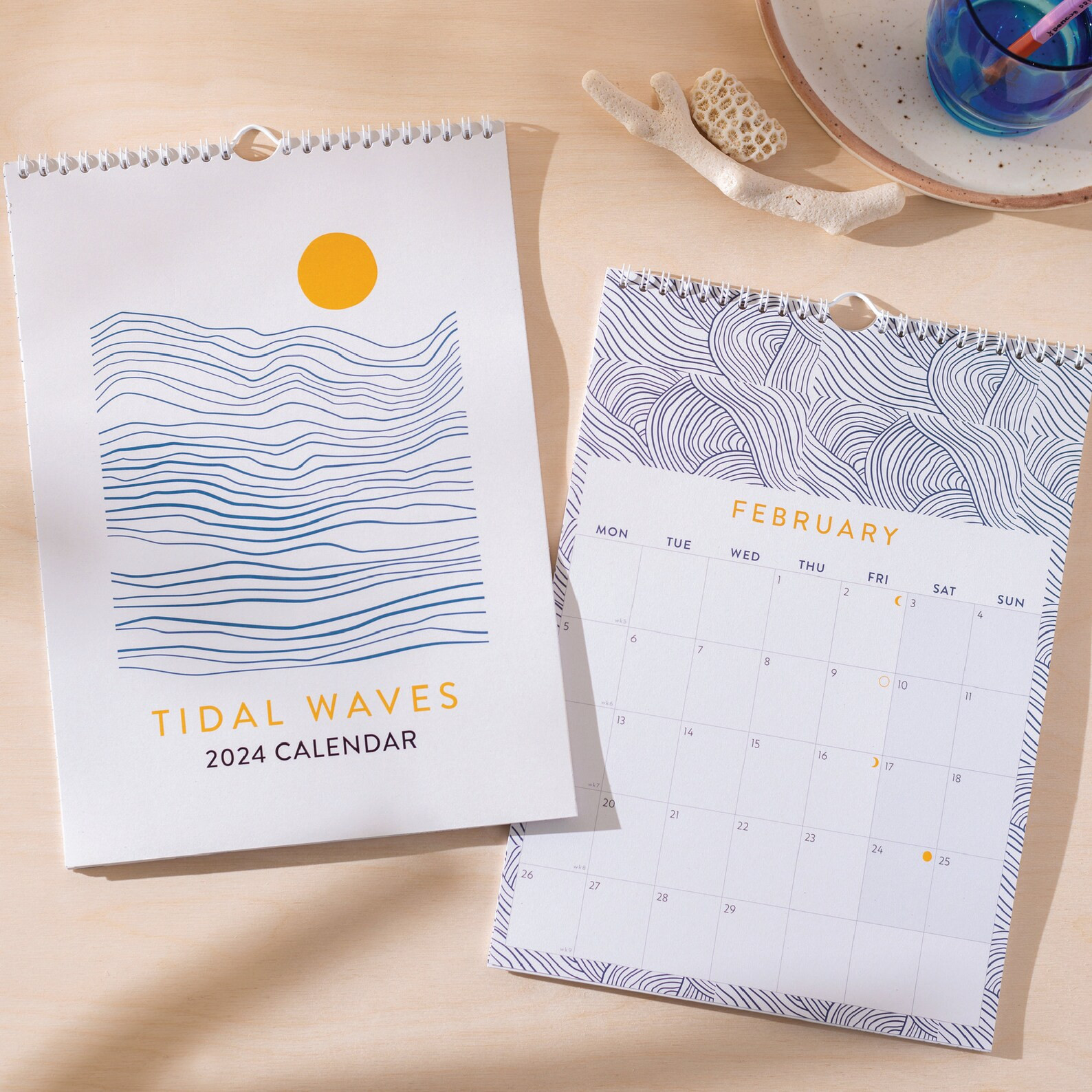2024 Year Calendar Coastal Ocean Planner | Tidal Waves | Minimalist Art Planner | Sea Swim | 12 M... | Etsy (US)