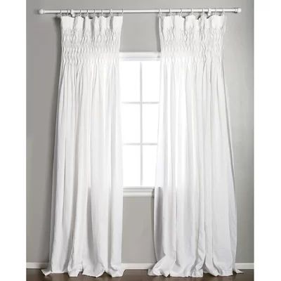 Single Solid Color Semi-Sheer Pinch Pleat Curtains Pom Pom At Home Curtain Color: White | Wayfair North America