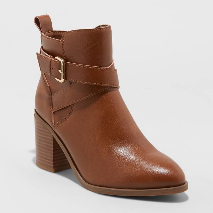 Women's Lottie Heeled Buckle Ankle Bootie - A New Day™ | Target