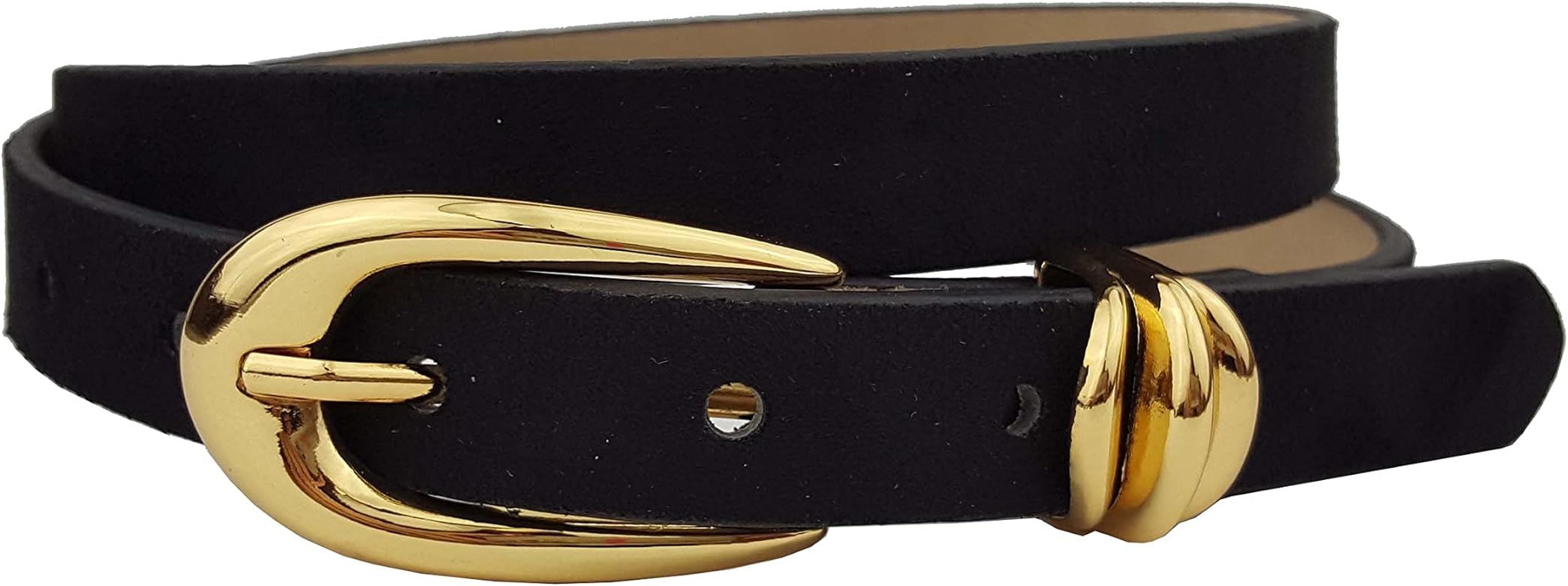 Microfiber Suede Belt w. Classic Skinny Gold Buckle and Loop | Amazon (US)