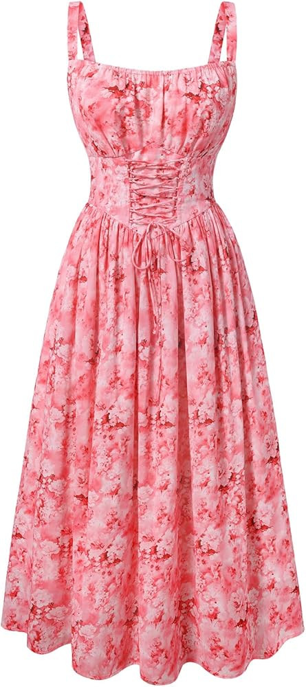 Scarlet Darkness Floral Dress for Women Corset Milkmaid Dresses Wedding Guest Summer Sundress wit... | Amazon (US)
