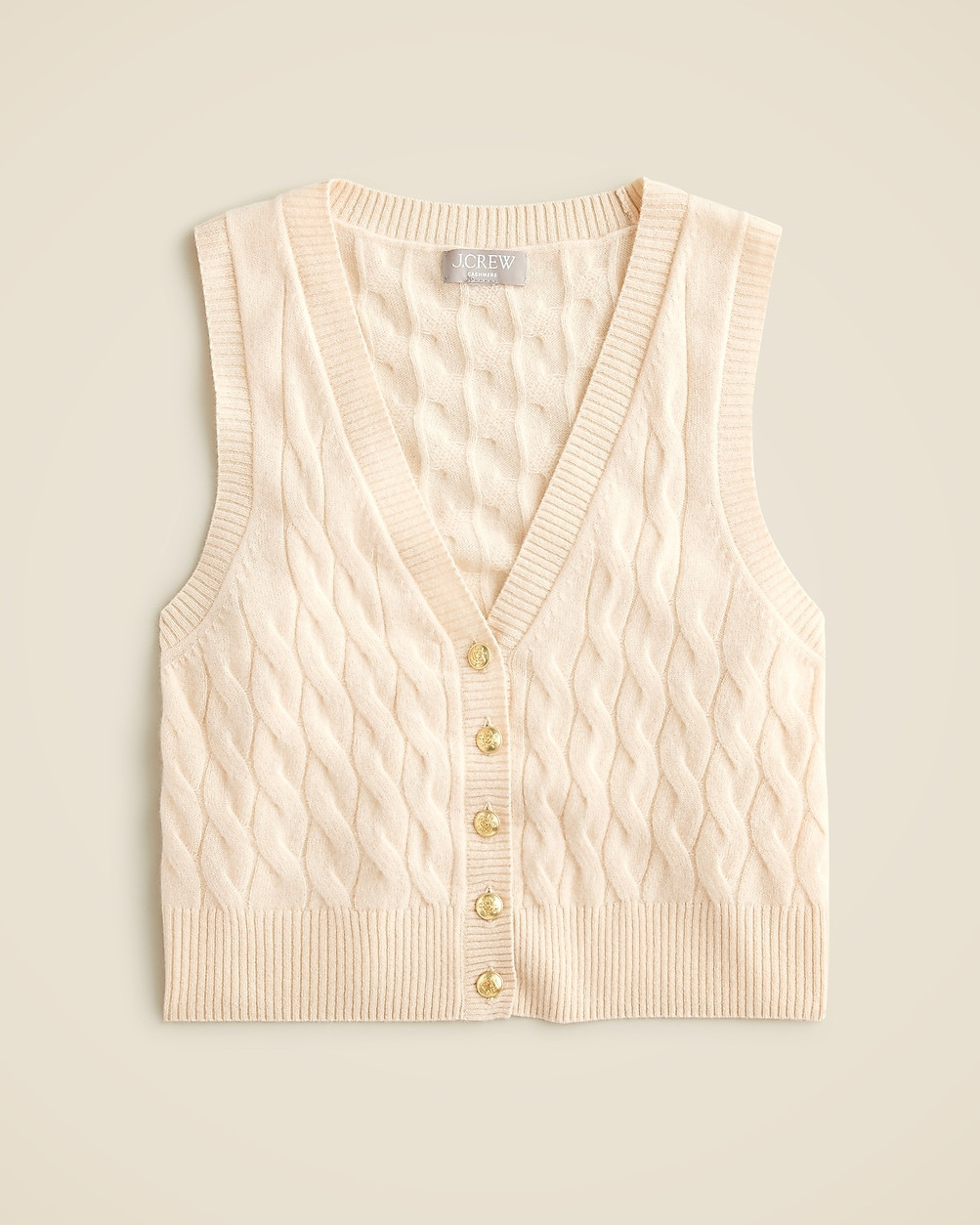 Cashmere cropped cable-knit sweater-vest | J. Crew US
