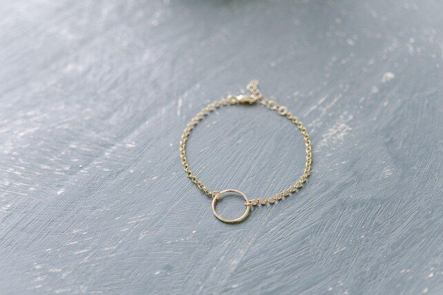 Dainty Eternity Circle Bracelet, 14k Gold Fill, Gold Stacking Bracelet, Minimal Bracelet, Gift for H | Etsy (US)