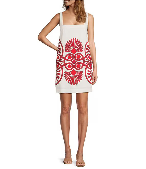 Antonio Melani Eliana Printed Linen Blend Square Neck Dress | Dillard's | Dillard's