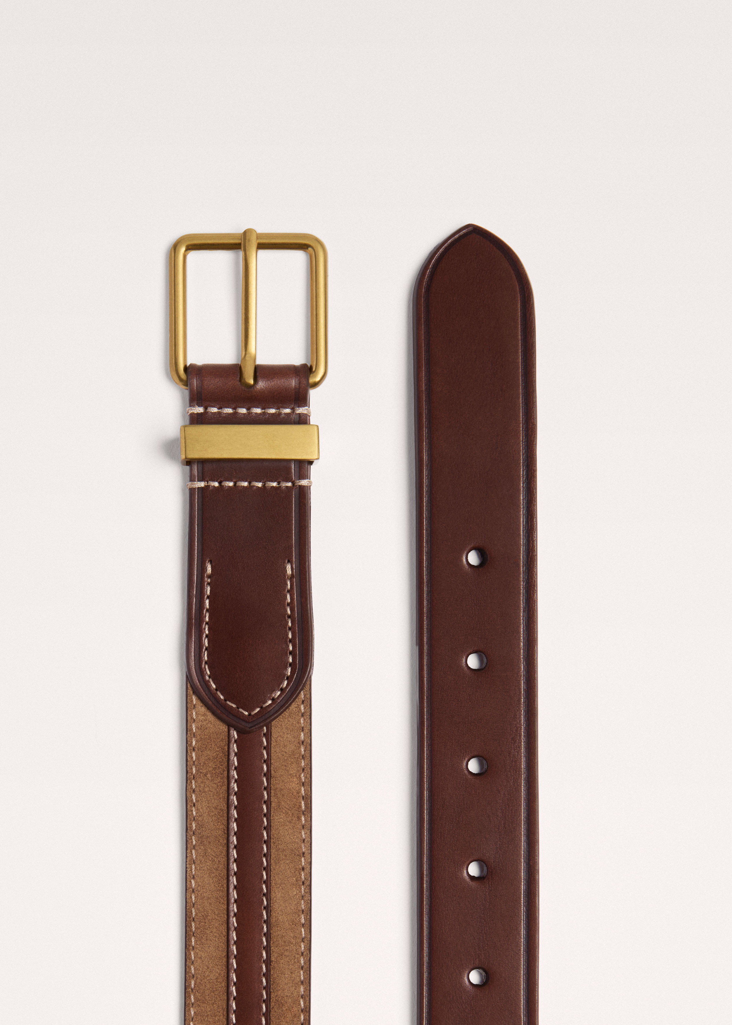 Stripe Leather Belt Italian Full-Grain Vachetta Leather + Suede | ME+EM Global (Excluding US)