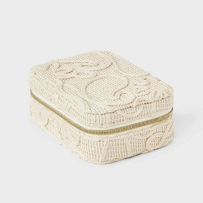 Embroidered Netting Travel Jewelry Storage Case - A New Day™ Cream | Target
