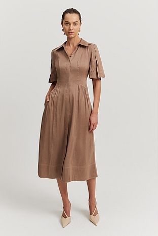 Organically Grown Linen Blend Cinched Shirt Dress | Country Road
