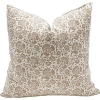 Designer Floral Pillow Cover in Tan Beige, Neutral Cover, Farmhouse Pillow, Decorative Throw Beige Cream | Etsy (US)