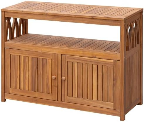 Greesum 2-Tier Outdoor Storage Cabinet in Acacia Wood, with 2 Magnetic Doors, for Garden, Picnic,... | Amazon (US)