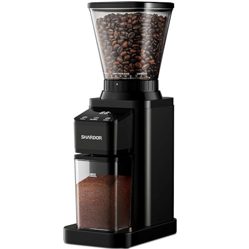 SHARDOR Professional Conical Burr Coffee Grinder, Coffee Bean Grinder with 48 Grind Settings for Espresso, Drip & French Press, Upgraded Anti-Static Technology, Precision Timer, Black | Amazon (US)