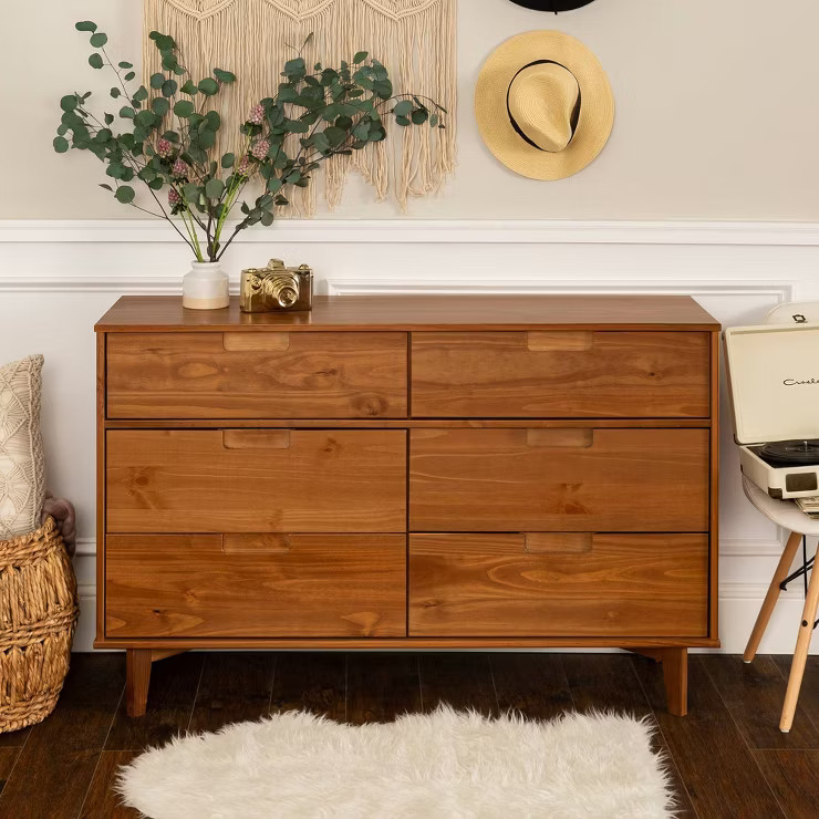 Mid-Century Modern Groove Wood 6 Drawer Dresser - Saracina Home | Target
