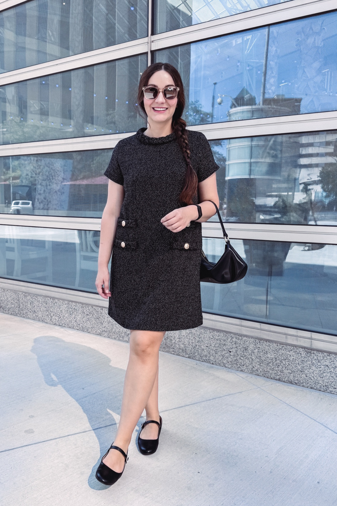 I am wearing size M in this tweed dress. (I am 5’6) Mary Jane flats fit tts.
Jwpei bag, Amazon sunglasses, tweed dress, Mary Jane’s 

#LTKShoeCrush #LTKFindsUnder50 #LTKSeasonal