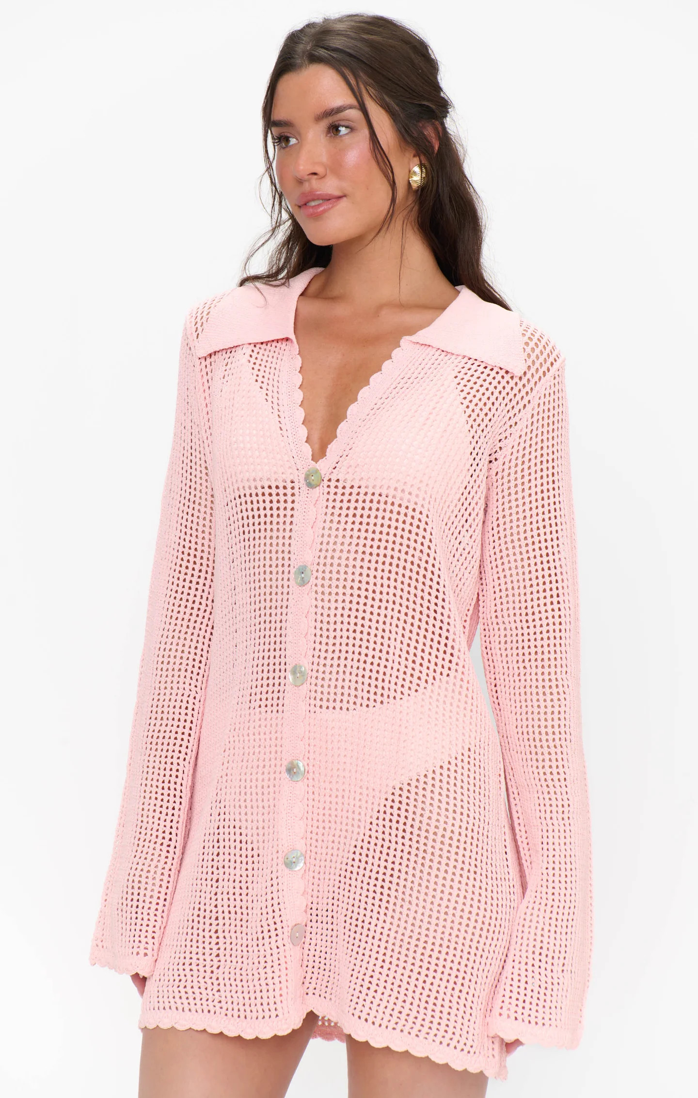 Button Up Coverup ~ Peachy Pink Crochet | Show Me Your Mumu