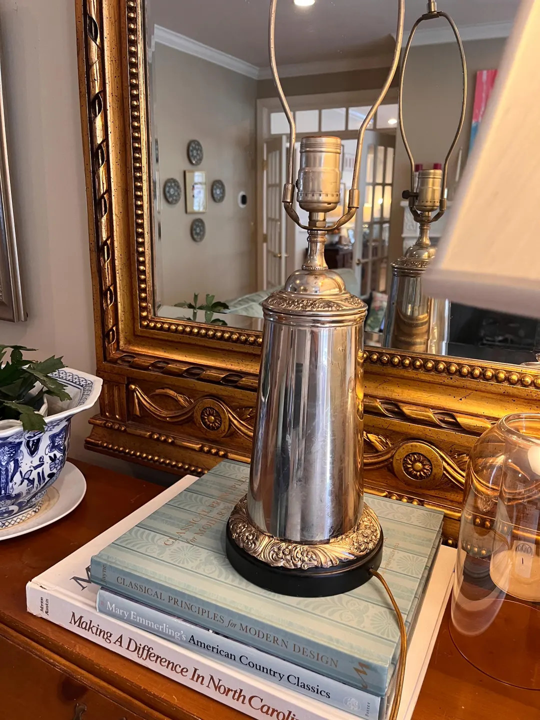 Vintage Silverplate Table Lamp, Column Style, Floral Detailing - Etsy | Etsy (US)