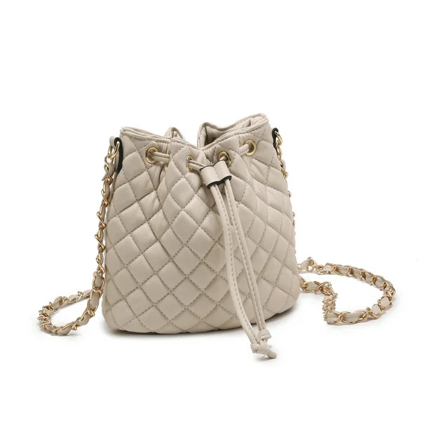 Poppy Women's Vegan Leather Quilted Crossbady Shoulder Purse Drawstring Bucket Bag Messenger Bag ... | Walmart (US)