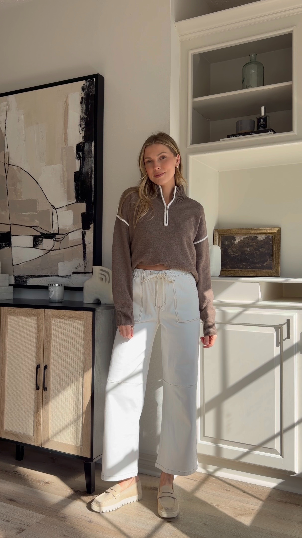 Casual but cute outfit inspo! Wearing 4 in white denim + M in quarter zip. 

 #LTKootd #LTKTall #LTKFindsUnder50