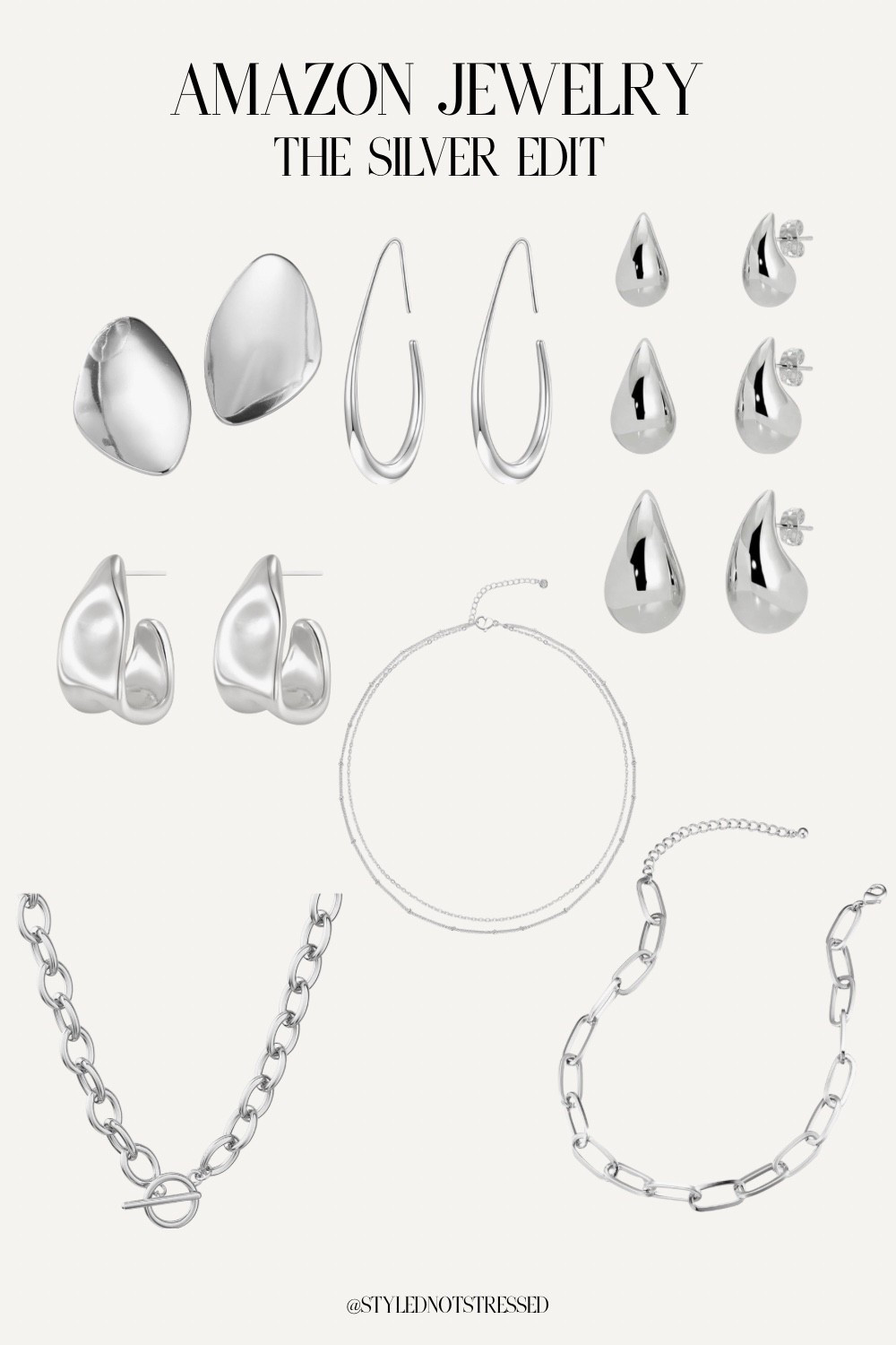 Amazon silver jewelry finds I’ve been loving lately. Sharing some great everyday pieces — earrings, necklaces, and bracelets that are easy to layer and go with everything.

Hashtags for visibility:
#LTKFinds #LTKStyle #LTKAccessories #AmazonFinds #AmazonJewelry #SilverJewelry #JewelryStack #EverydayJewelry #LayeredNecklaces #MinimalJewelry #CapsuleAccessories #LTKTrending #Amazon #Silver #Earrings #Necklaces #ChainNecklace

#LTKootd #LTKWorkwear #LTKPetite