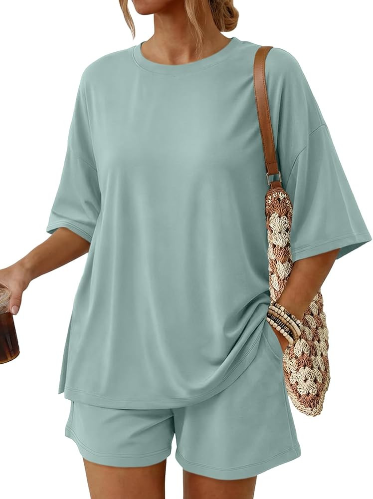 Trendy Queen 2 Piece Summer Set Oversized Top & Loose Fit Shorts with Pockets | Amazon (US)