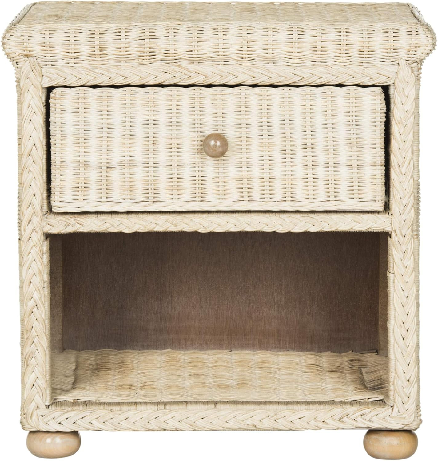 Safavieh Home Collection Adira Natural White Wash Wicker 1-Drawer Nightstand | Amazon (US)