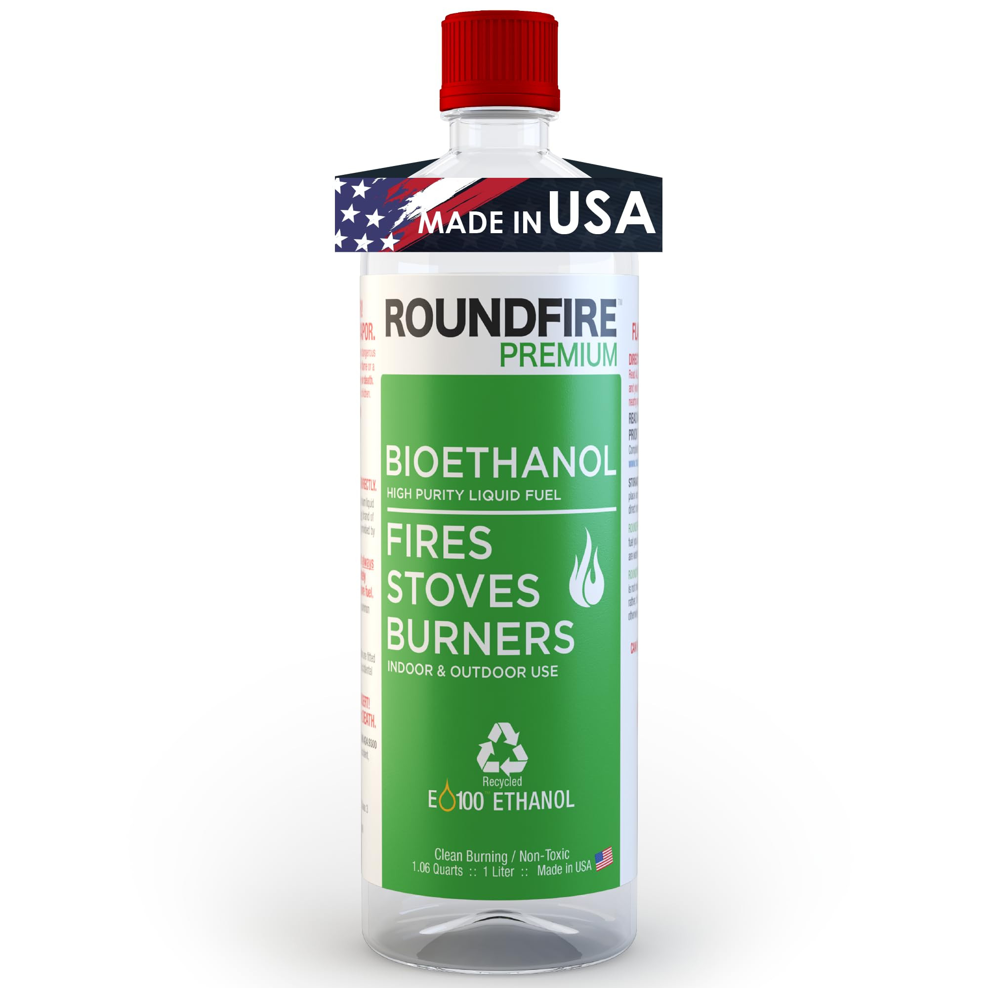 ROUNDFIRE Premium Tabletop Fireplace Fuel - 1 Liter Ethanol for Fire Pits and Table Top Fireplace... | Amazon (US)