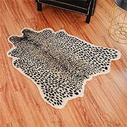 Leopard Print Rug,Faux Cowhide,Artificial Carpet,Simulation Cowhide, Leopard, Tiger, Zebra, Cow Hide | Amazon (US)