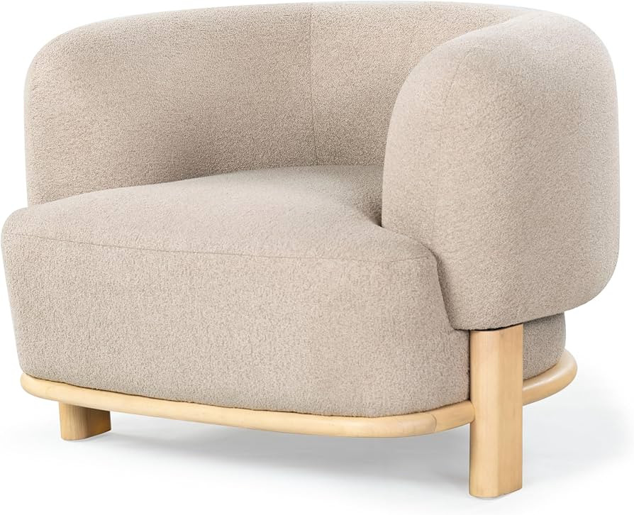 SAFAVIEH Couture Collection Oscar Light Brown/Natural Boucle Accent Chair | Amazon (US)