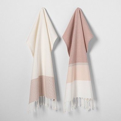 2pk Rose Gold Stripe Towels - Hearth & Hand™ with Magnolia | Target