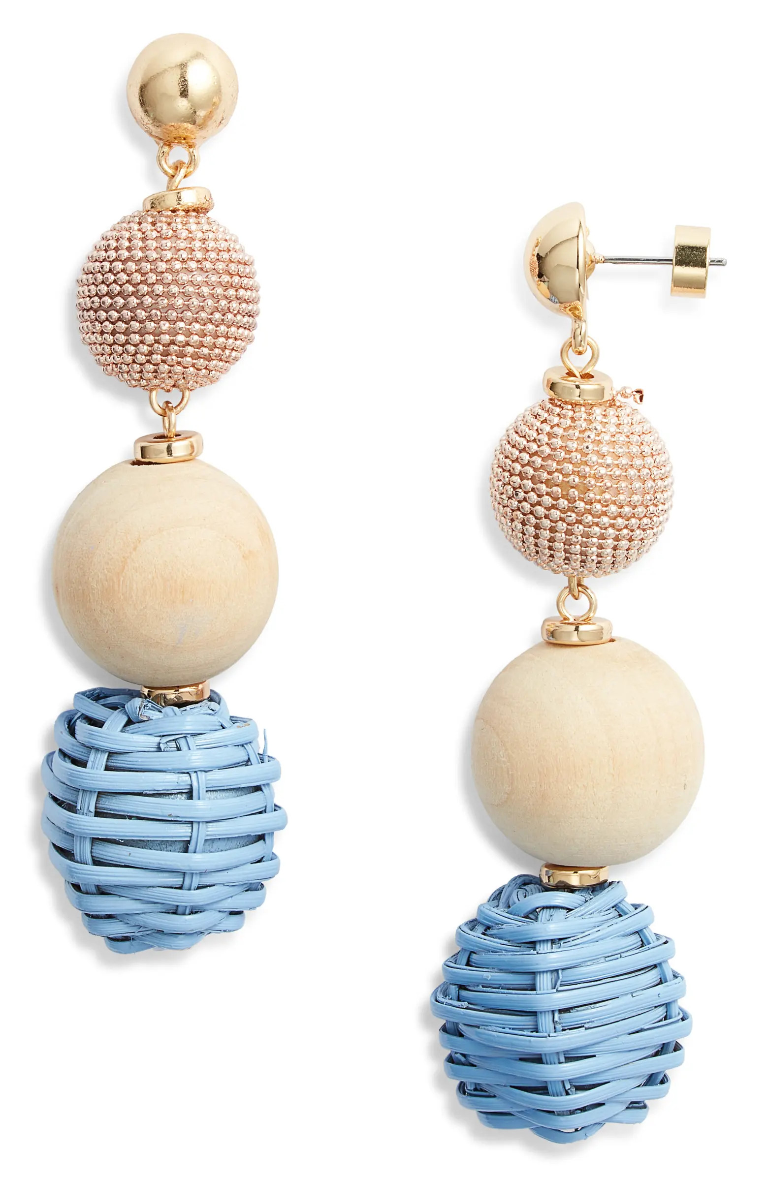 Raffia & Wood Bead Drop Earrings | Nordstrom