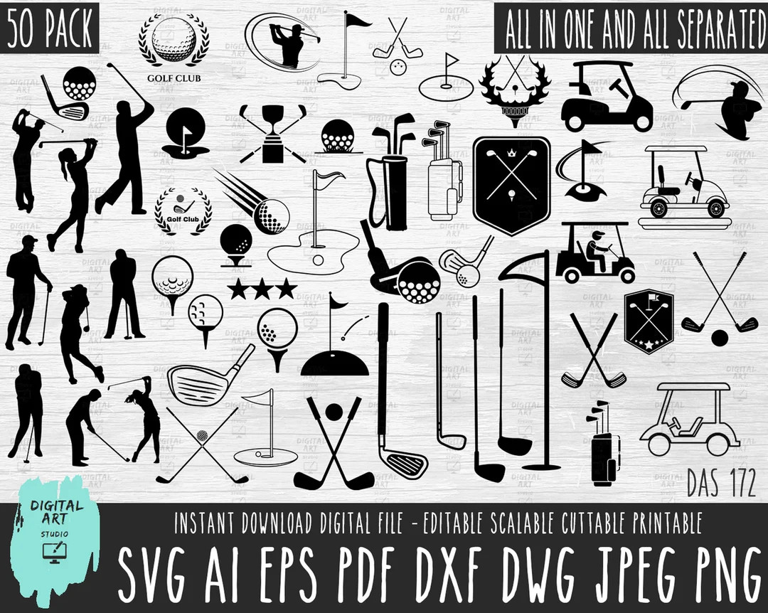 50 Golf icon bundle SVG, Golf Elements vector files, Golf Illustration Cricut/Silhouette/Procreat... | Etsy (US)