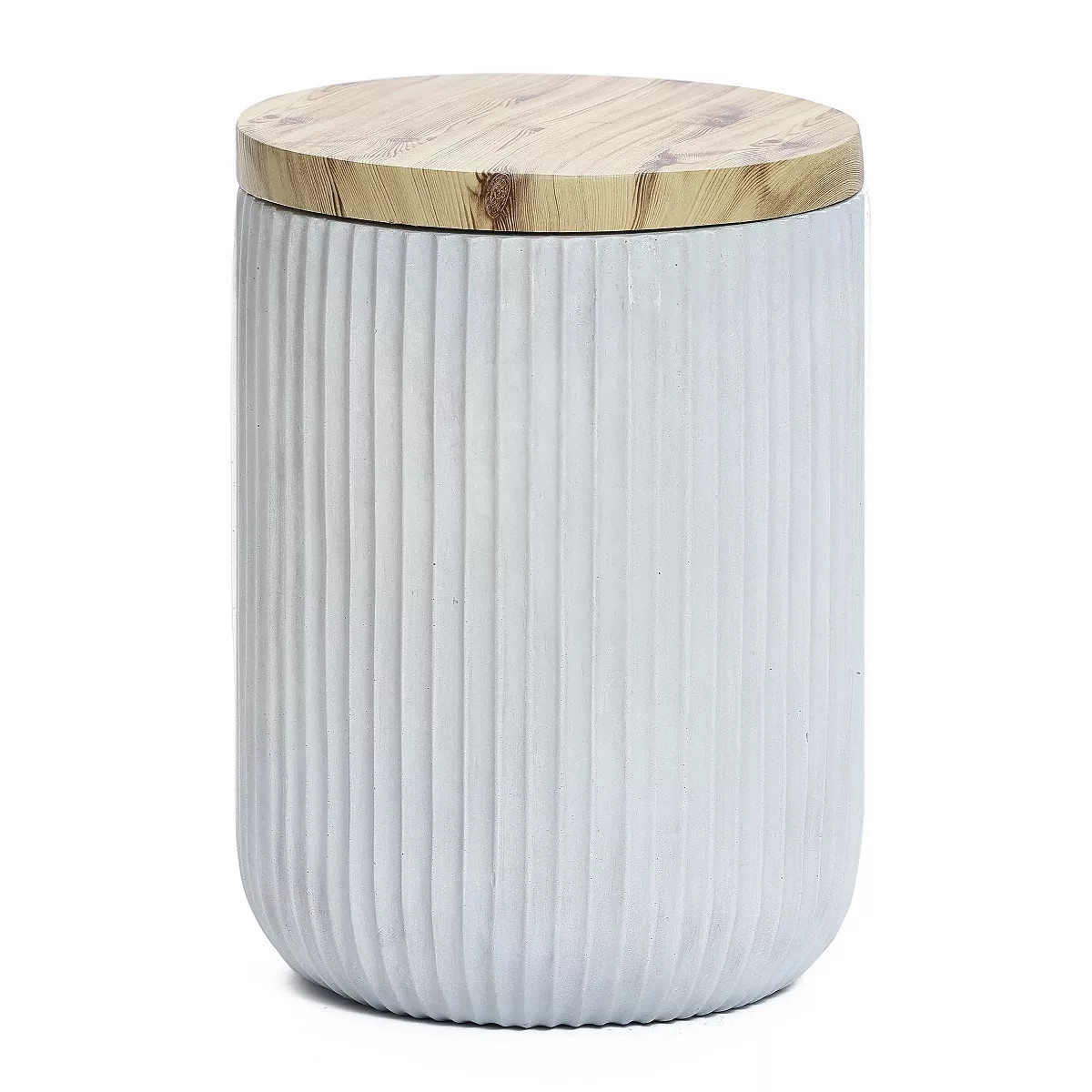 LuxenHome Gray Cement Indoor Outdoor Side Table with Storage | Target