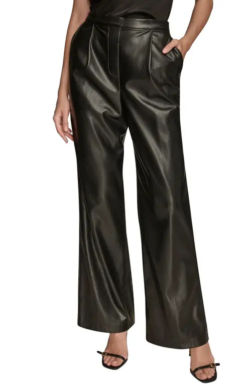Donna Karan New York Pull On Faux Leather Pants in Black at Nordstrom, Size Large | Nordstrom