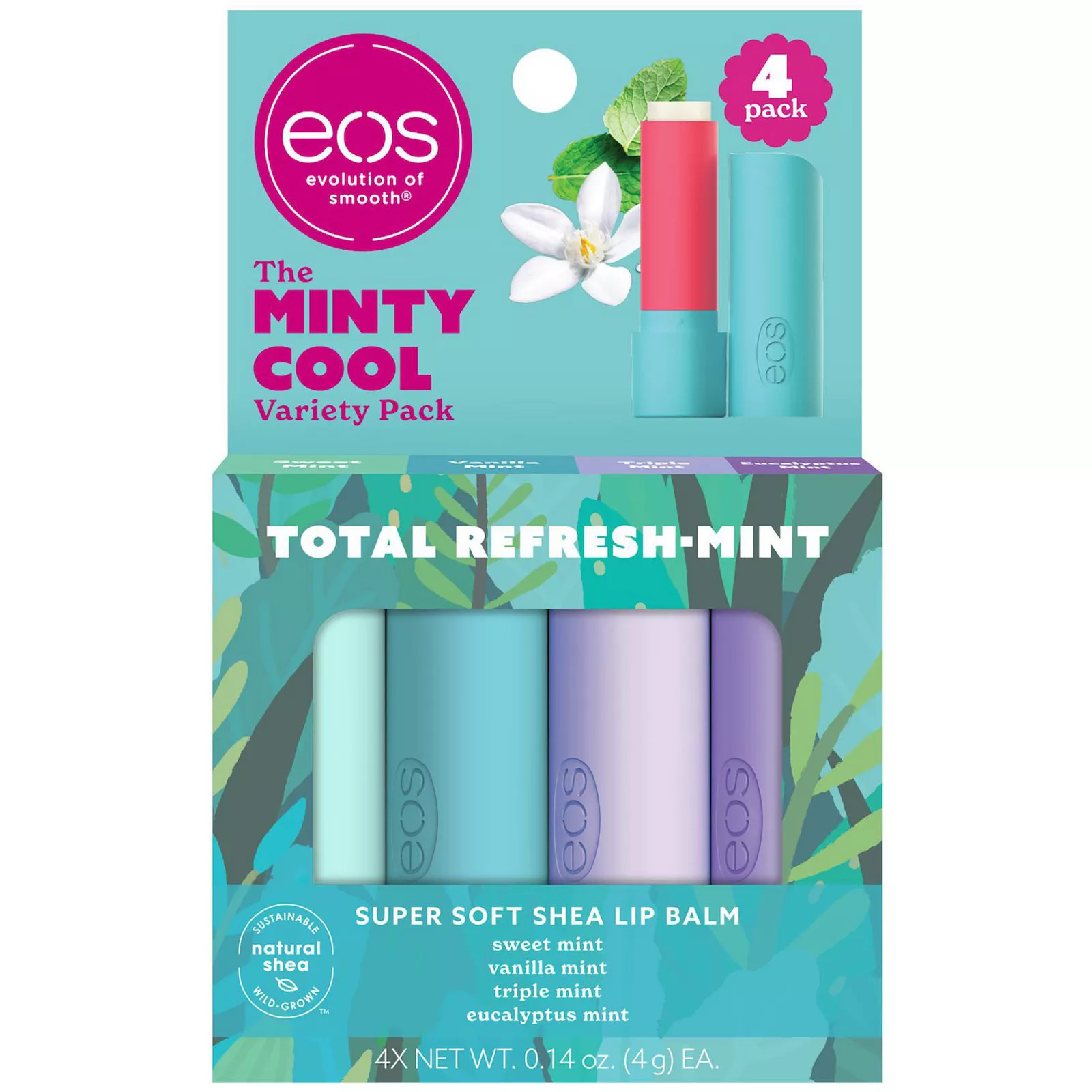 EOS The Minty Cool 4-Pack Lip Balm Sticks, Size: 4 CT, Multicolor | Kohl's