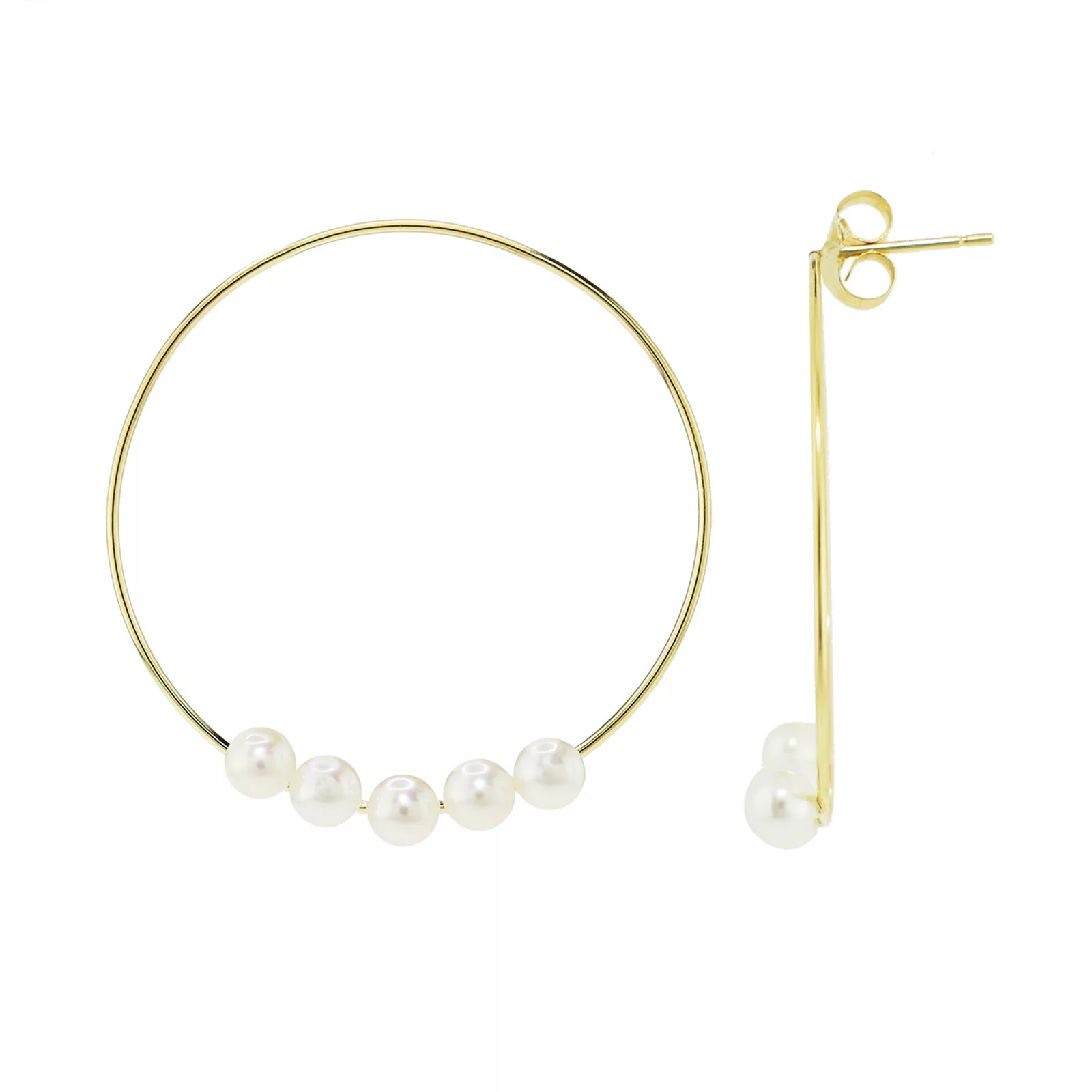 14k Gold Freshwater Cultured Pearl Hoop Earrings, Women's, White | Kohl's