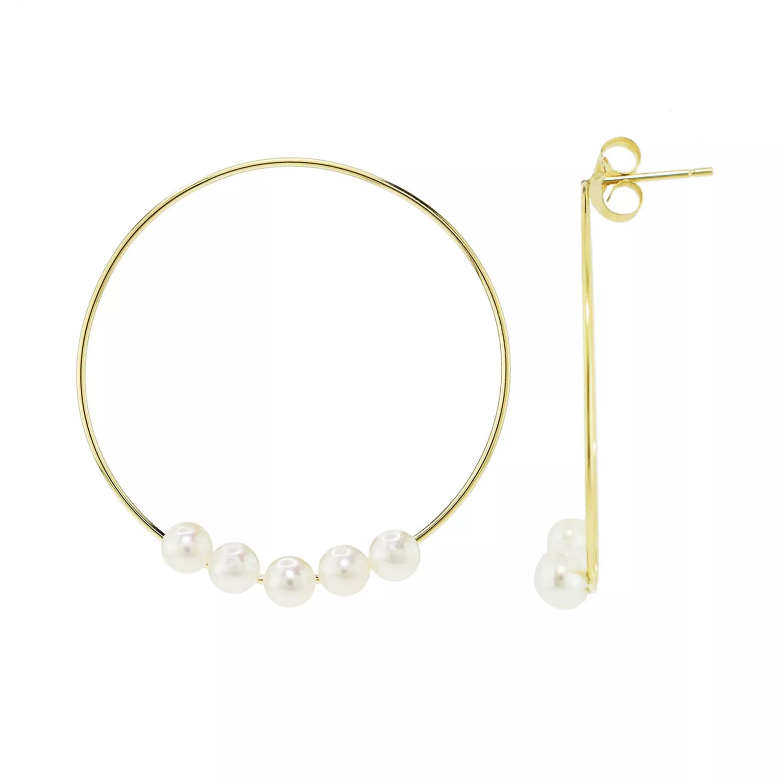 14k Gold Freshwater Cultured Pearl Hoop Earrings, Women's, White | Kohl's