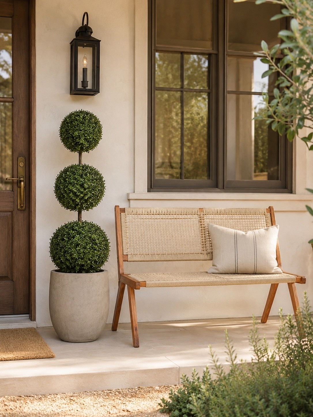 Front Porch Perfection 🌿🤍

A beautiful bench, a classic topiary, and a cozy neutral pillow are proof that sometimes simple styling makes the biggest impact. This woven bench adds warmth, texture, and timeless charm to any front porch while creating the perfect welcoming moment for guests.

I love how the natural wood tones and soft woven details blend effortlessly with modern farmhouse and European-inspired exteriors. It’s the kind of piece that instantly elevates your entryway without overwhelming the space.

Follow @farmtotablecreations on Instagram for more cozy home finds and elevated outdoor inspiration 🤍

#LTKHome #FrontPorchDecor #PorchStyling #OutdoorDecor #HomeEntrance #ModernFarmhouse #EuropeanFarmhouse #NeutralHomeDecor #OutdoorLiving #FrontPorchGoals #HomeDecorFinds #PorchInspiration #CurbAppeal #LTKStyle #FarmToTableCreations

#LTKHome #LTKSaleAlert