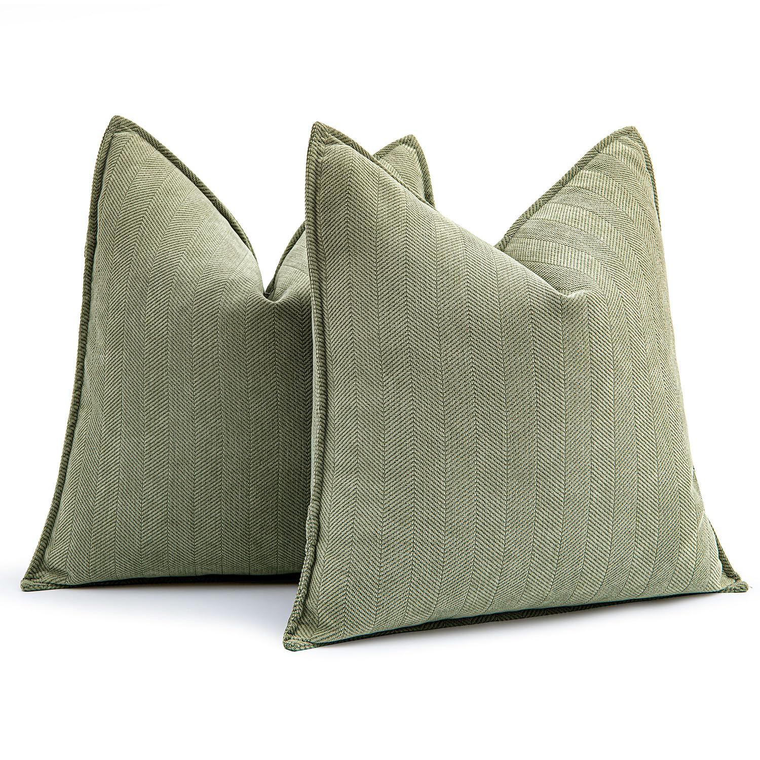 MIULEE Pack of 2 Sage Green Decorative Pillow Covers 22x22 Inch Soft Chenille Luxurious Couch Throw Pillows Farmhouse Cushion Covers Euro Shams with Elegant Design for Sofa Bed Living Room Home Decor | Amazon (US)