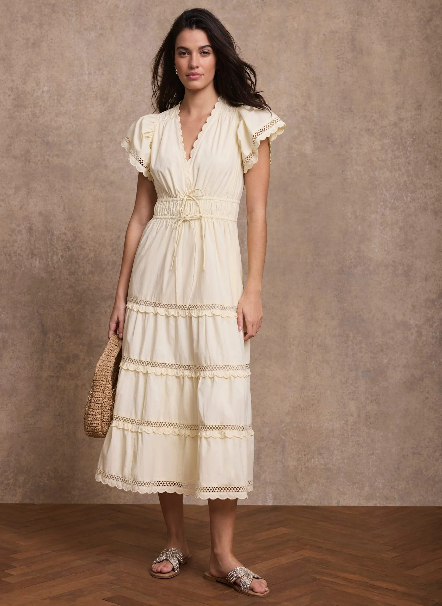 Yellow Cotton Ruffle Maxi Dress | Mint Velvet