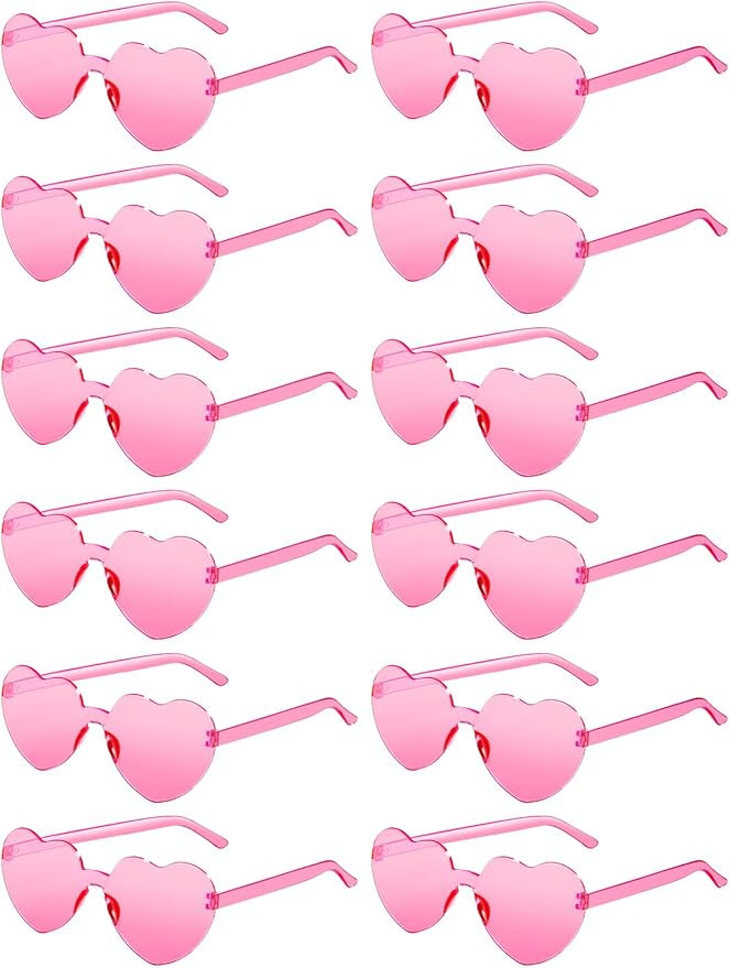 12 Pairs Heart Shaped Sunglasses for Women Colorful Glasses Fun Trendy Transparent Heart Sunglass... | Amazon (US)