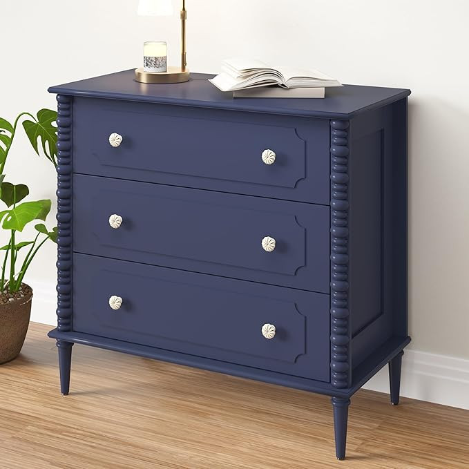 3 Drawer Dresser, 32 inch Wide Dresser for Bedroom, Modern Wood Chest of Drawers, Turned Legs Nig... | Amazon (US)