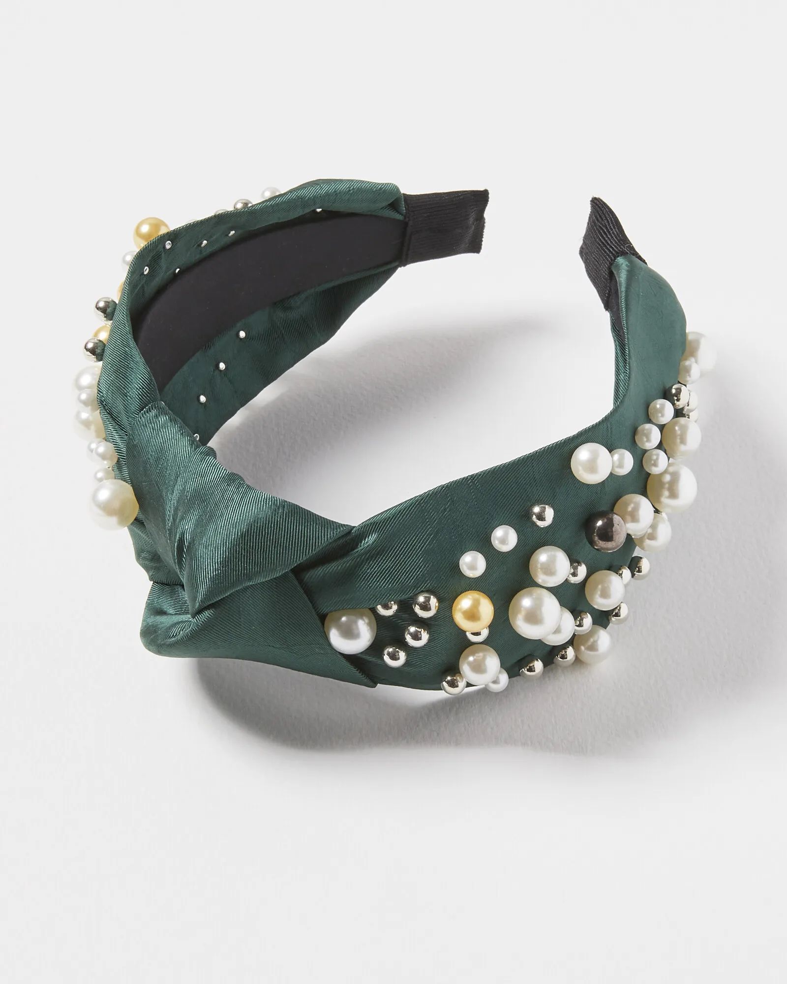 Artio Embellished Faux Pearl Cluster Green Headband | Oliver Bonas | Oliver Bonas (Global)
