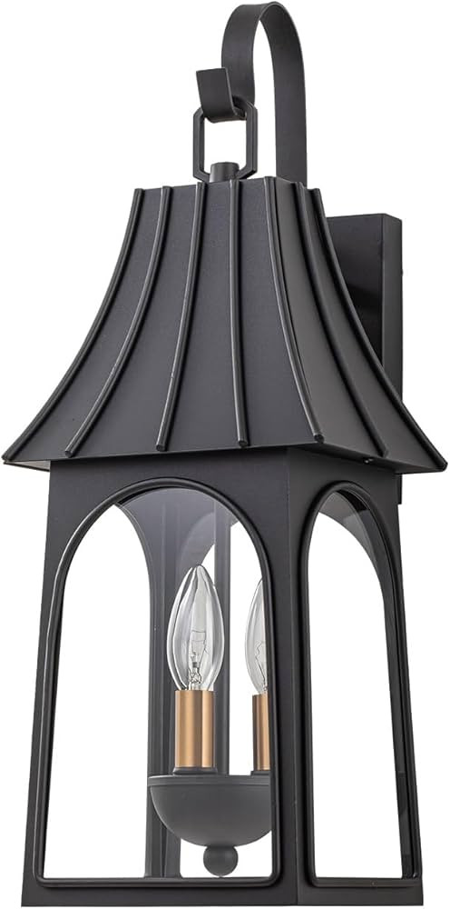 3-Light Outdoor Umbrella Matte Exterior Wall Lantern Sconce Light Black Modern Contemporary Metal... | Amazon (US)